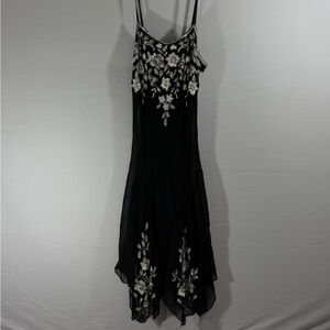 Vintage JKara Asymmetrical Black Beaded Dress